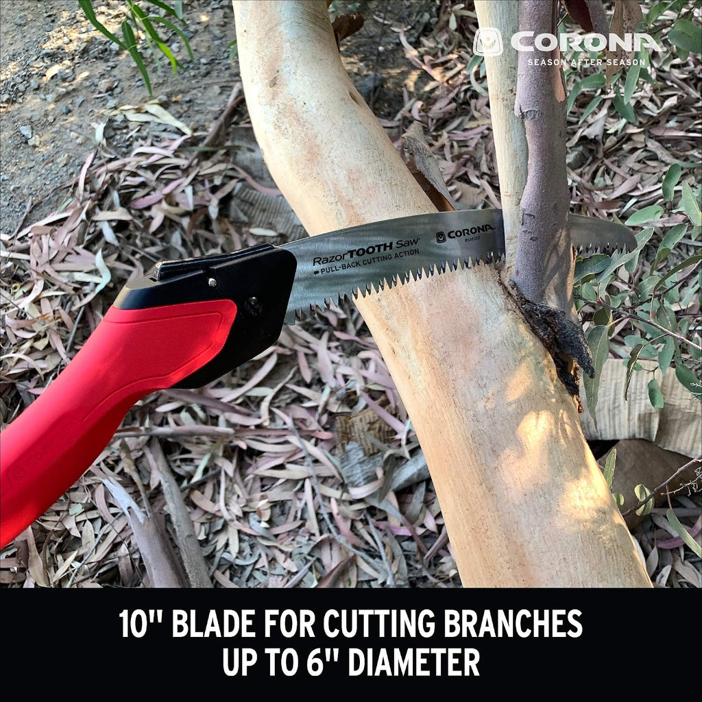 corona tools rs16150b razortooth 10" folding pruning saw showing dimensions