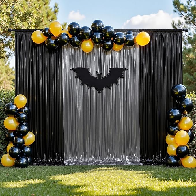10ftx10ft Black Silver Glitter Sequin Backdrop Curtain for Parties, Wrinkle Free Sparking Backdrop Drapes, 2 Panels 5x10ft Shimmer Photo Back Drop Cloth for Wedding Birthday Photography