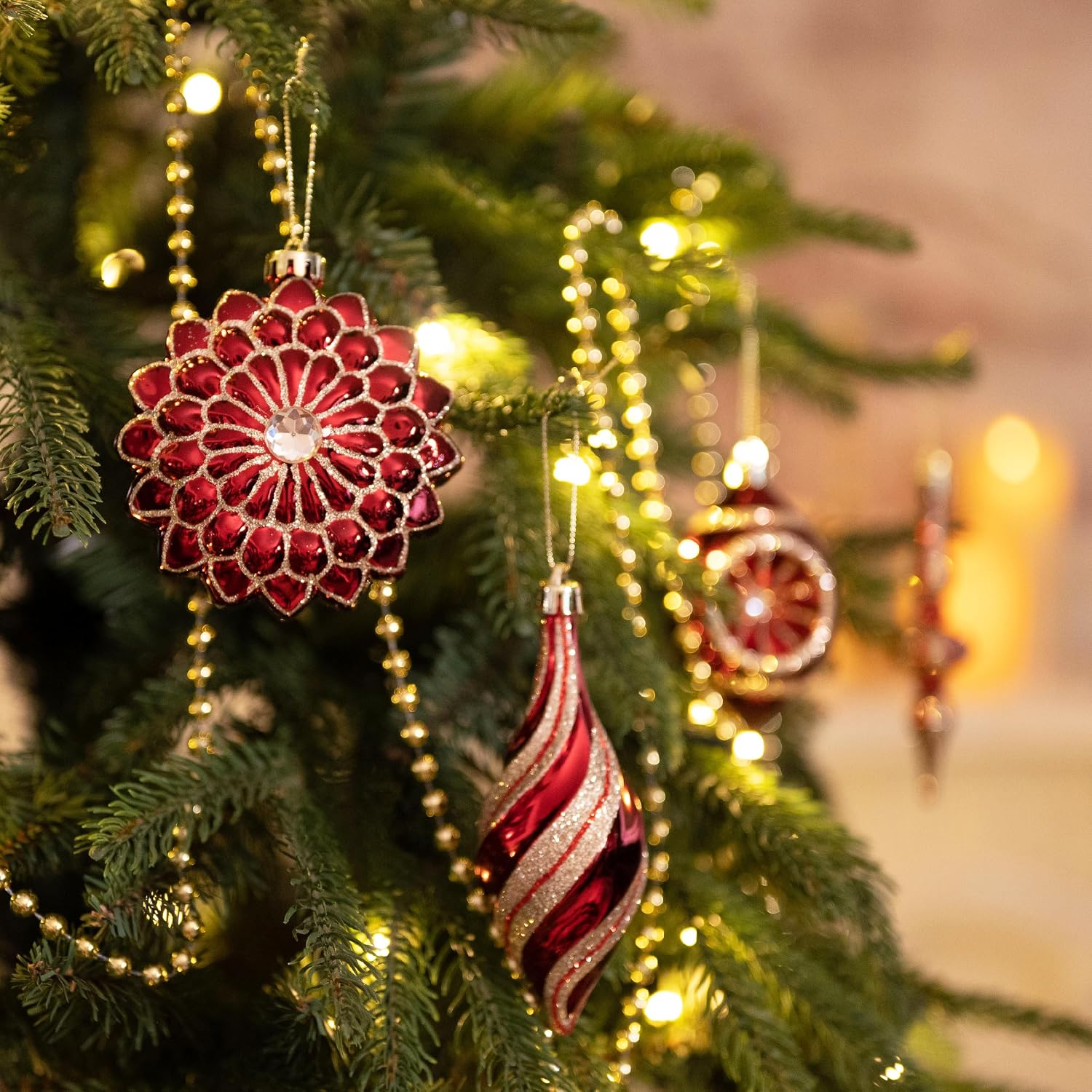 Valery Madelyn Christmas Tree Ornaments Set, 80ct Burgundy and Gold Shatterproof Christmas Tree Decorations Bulk, Luxury Hanging Ball Ornaments for Xmas Trees Holiday Decor