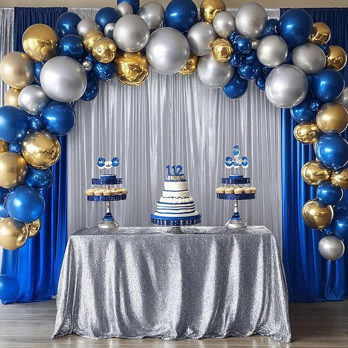 10x12ft Silver Sequin Backdrop Curtain Panels for Parties, Wrinkle Free Glitter Photo Backdrop Drapes 2 Panels 5x12FT Shimmer Back Drop Cloth for Wedding Birthday Christmas Photography Background