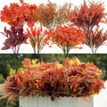 artificial fall flowers outdoors, faux maples & mums, main product view