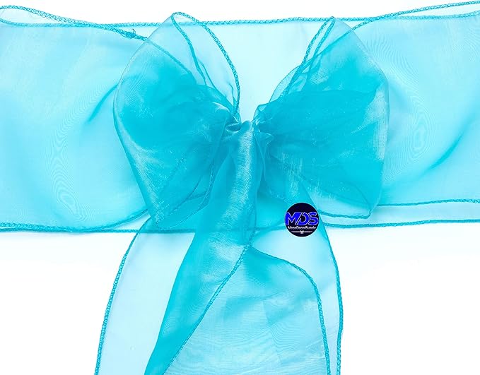 MDS Pack of 200 PCS Organza Chair Sashes Wider Dining Chair Bows Ribbon Tie Back for Wedding Party Birthday Bridal Shower Reception Event Banquet Home Chair Cover Decoration - Light Teal