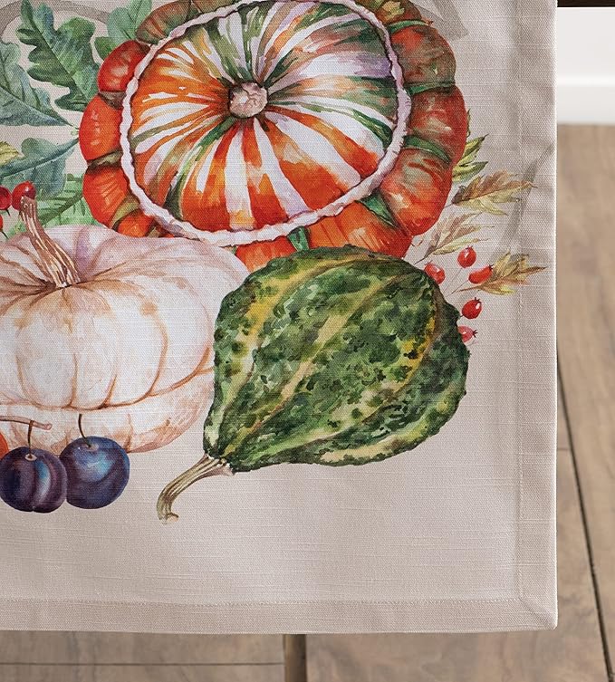 Maison d' Hermine Table Runner 100% Cotton Single Layer Table Runners 72 inches Long for Thanksgiving Christmas Decorations Home Kitchen Dining Party Wedding (Lumina, 14.5" x 72")