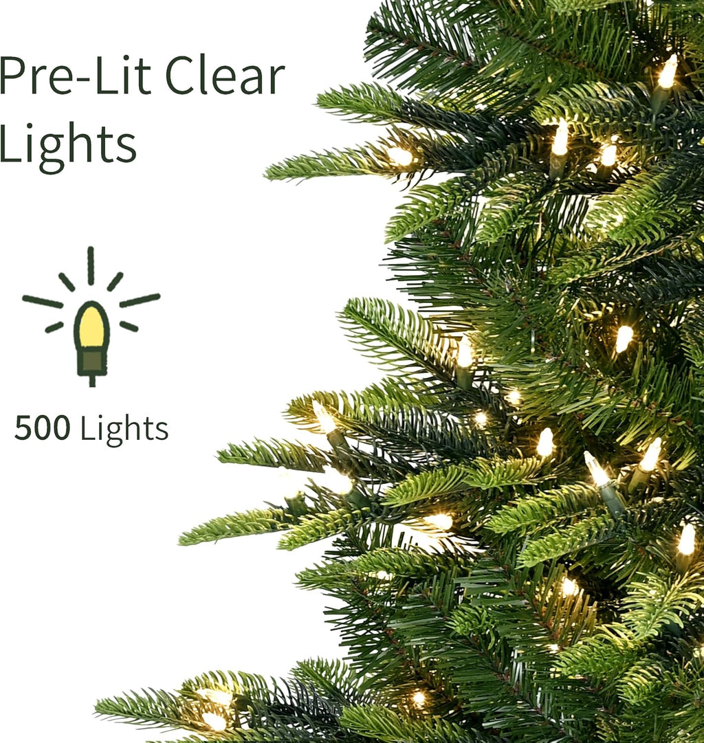 puleo international 6.5ft pre-lit aspen fir artificial christmas, side view