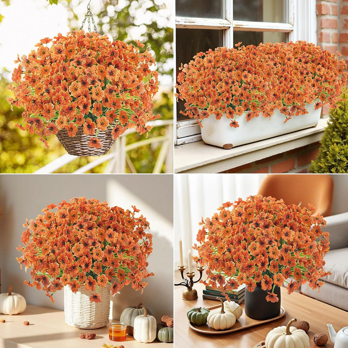 uieke 72 pcs artificial fall flowers for outdoors shown in use
