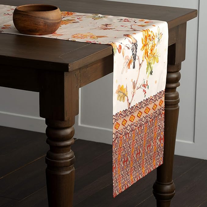Maison d' Hermine Table Runner 100% Cotton Single Layer Table Runners 60 inches Long for Thanksgiving Christmas Decorations Home Kitchen Dining Party Wedding (Kelim - Prairie, 14.5" x 60")