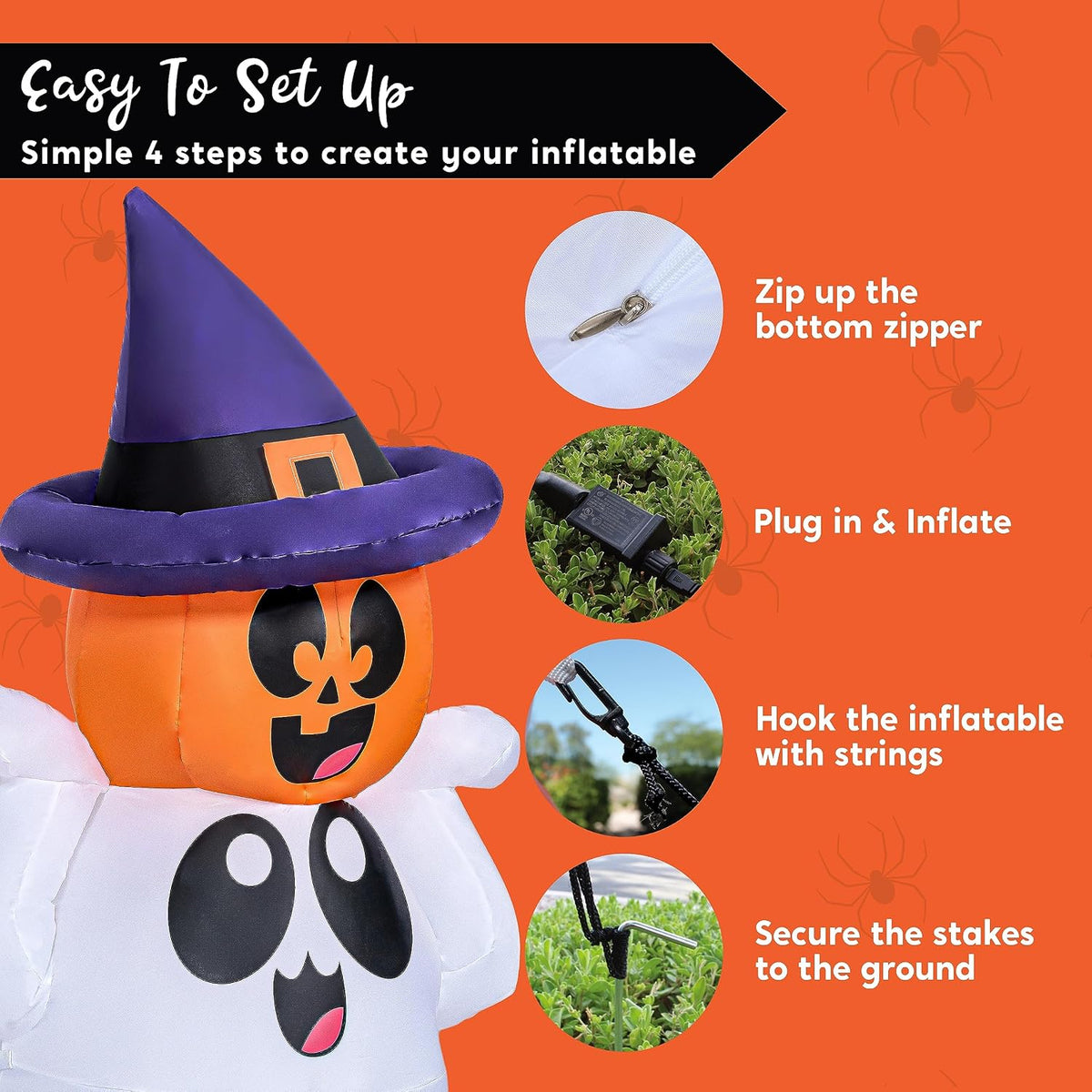 Joiedomi 5 FT Tall Halloween Inflatable Outdoor Decor, Blow Up Yard Decoratio...