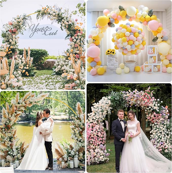 Asee'm 7.2FT Gold Wedding Arch Round Backdrop Stand Large Circle Metal Floral Balloon Frame for Party Anniversary Birthday Graduation Valentine Ceremony Decorations