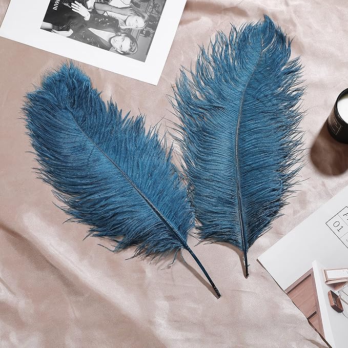 Larryhot 16-18inch Long Ostrich Feathers - 10pcs Feathers Centerpieces for Tables,Wedding Party and Home Decorations (Turquoise)