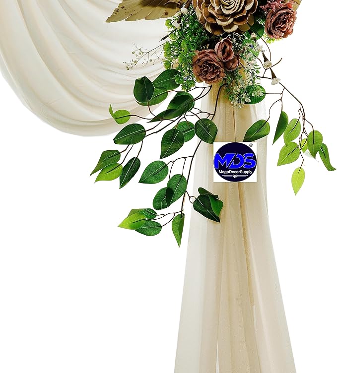 MDS Halloween Chiffon Draping Fabric - 2 Panel, 30" Wide x 100ft Long - Sheer Spooky Arbor & Canopy Drapery for Haunted House Backdrops, Party Ceilings, DIY Costumes & Themed Events - Champagne Gold