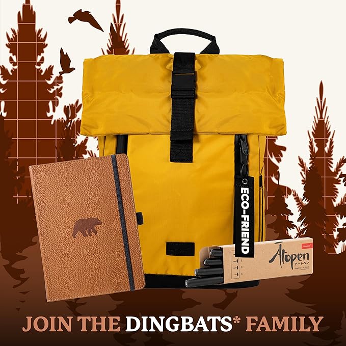 Dingbats* Wildlife Plain Journal Notebook A5 - Vegan Leather Hard Cover, Ideal for Work, Travel - Pocket, Elastic Closure, Bookmark