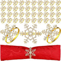 Patelai 100 Pieces Snowflake Napkin Rings Thanksgiving Christmas Napkin Holders Exquisite Household Rhinestone Napkin Rings Set for Christmas Wedding Dinner Party Table Decoration (Gold)
