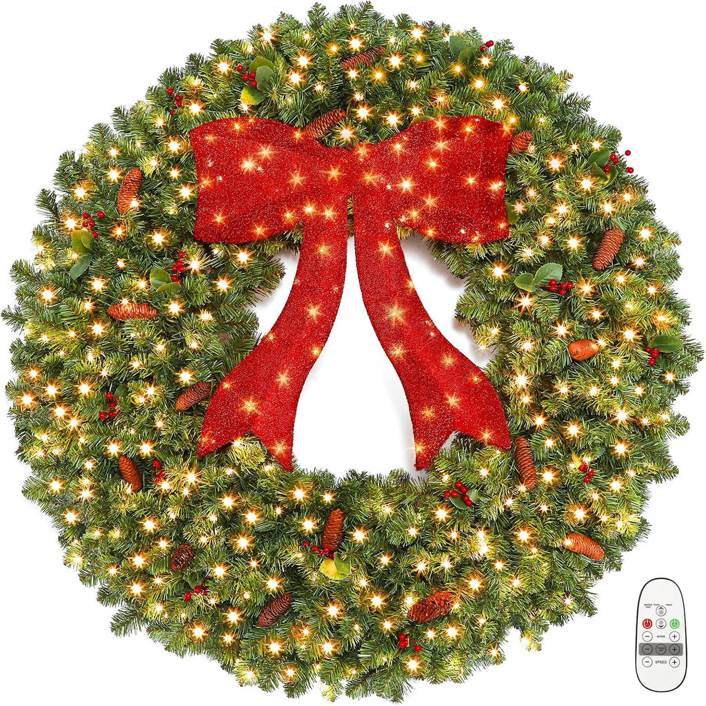 shareconn 48inch large artificial prelit christmas wreath for, main product view