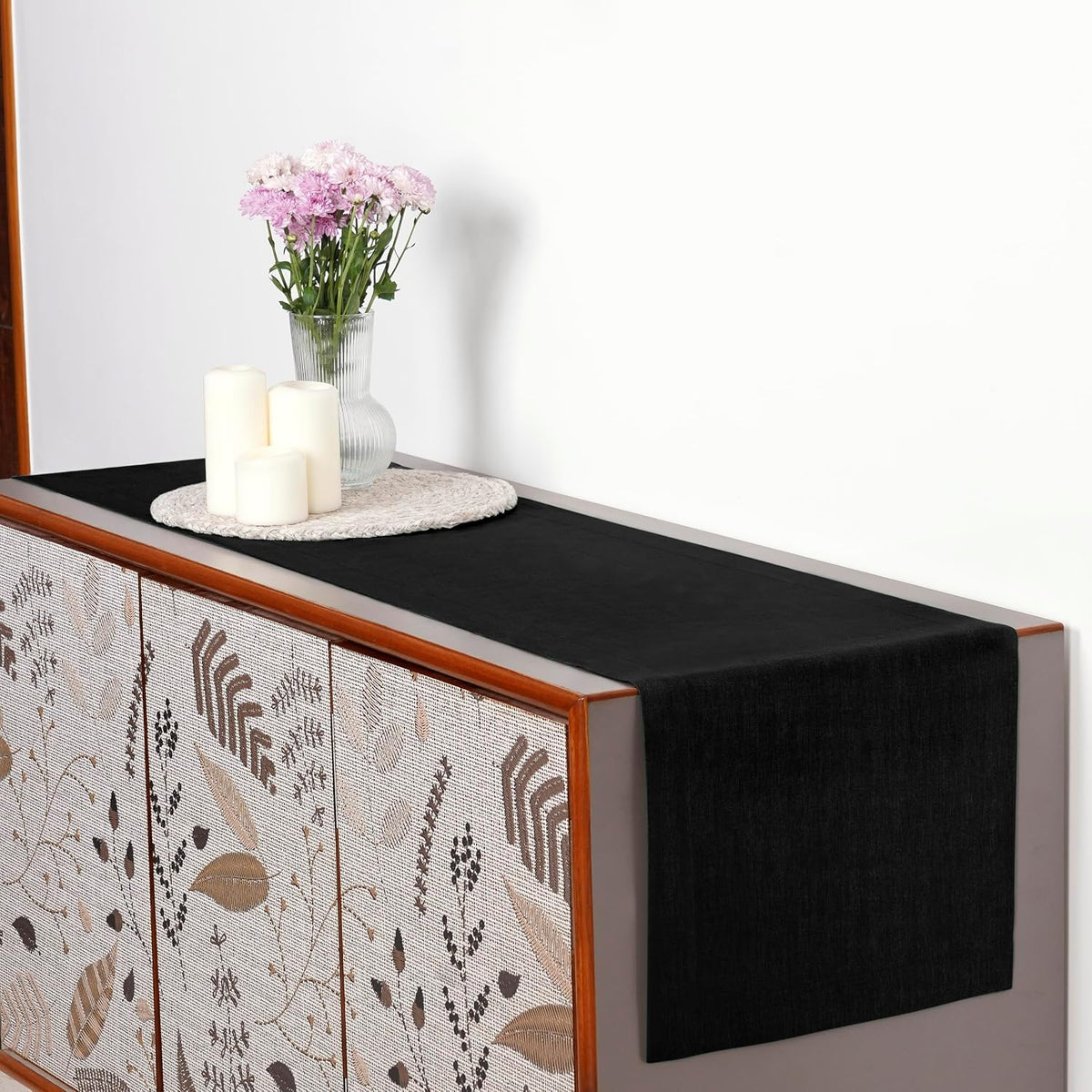 Classic Linen™ by D'Moksha, 100% Pure Linen Black Table Runner 14 x 60 Inch