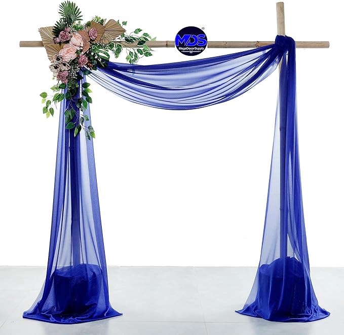 MDS Halloween Chiffon Draping Fabric - 1 Panel, 30" Wide x 40ft Long - Sheer Spooky Arbor & Canopy Drapery for Haunted House Backdrops, Party Ceilings, DIY Costumes & Themed Events - Royal Blue
