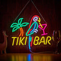 Tiki Bar Neon Sign for Wall Décor Dimmable LED Parrot Palm Tree Cocktails Signs for Beer Bar Art Man Cave Light Decor