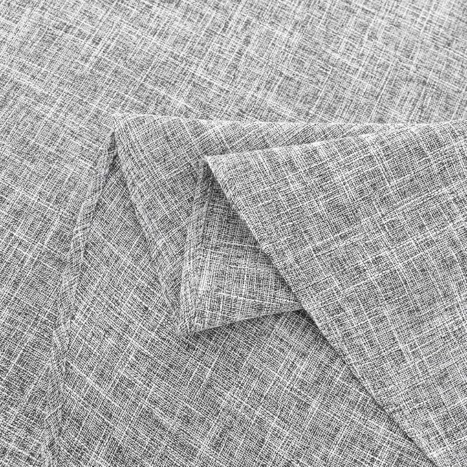 maxmill Flaxy Faux Linen Tablecloth with 2-Tone Slubby Texture Wrinkle Resistant Anti-Shrink Soft Table Cloth for Kitchen Dining Restaurant Tabletop for Event Dinner Round 70 Inch Light Gray