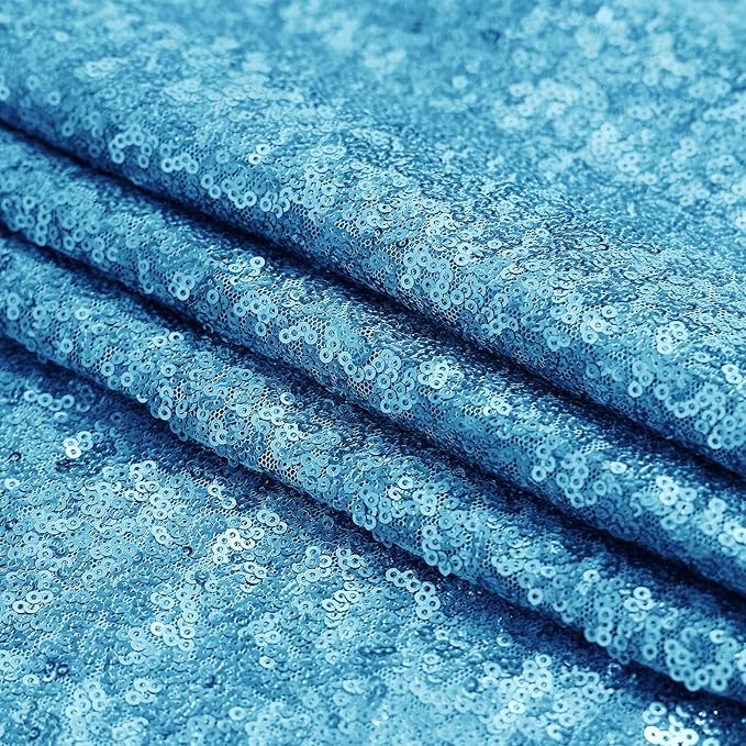 Sugargirl Turquoise Sequin Backdrop Curtain 4 Panels 2FTx8FT Glitter Turquoise Background Drapes Sparkle Photography Backdrop for Party Wedding Birthday Wall Decoration