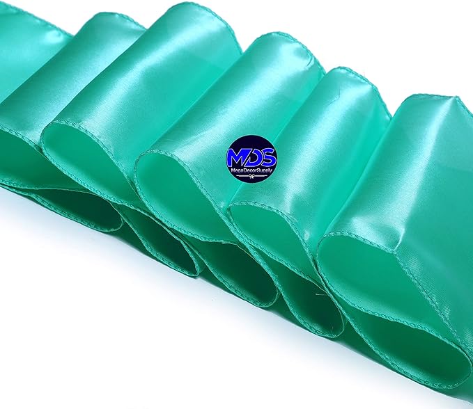 MDS Pack of 75 PCS Satin Chair Sashes Charmeuse Sateen Dining Chair Bows Ribbon Ties Back Sash for Wedding Party Birthday Home Hotel Restaurant Banquet Decoration (7 x 108 Inch, Sea Green)