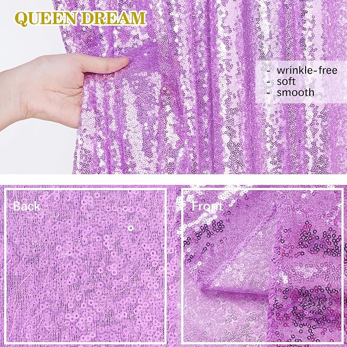 Lavender Sequin Backdrop Drapes 4 Panels 2FTx8FT Glitter Backdrop Curtains for Wedding Party Stage Decorations