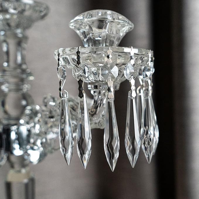 HDCRYSTALGIFTS 20Pcs Chandelier Icicle Crystal Prisms with Bead Crystals Lighting Lamp Replacement Parts (63mm, Clear)