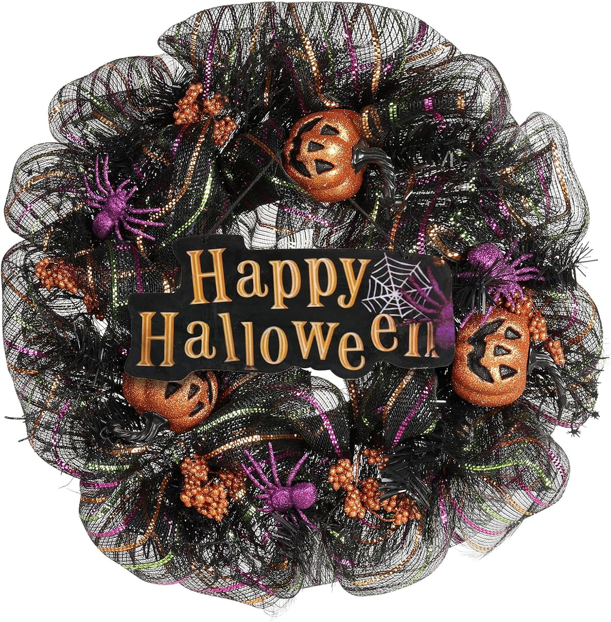 24 inch wreath, halloween wreath for front door shown in use