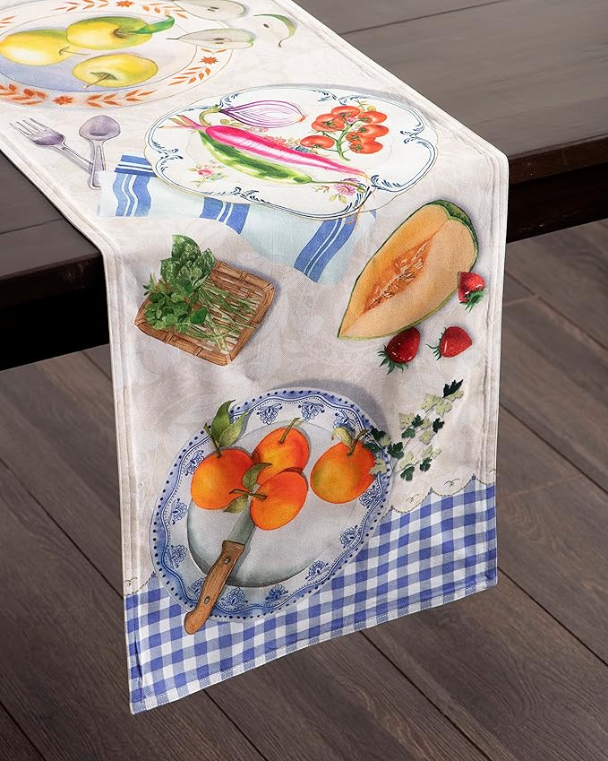 Maison d' Hermine Table runner 100% Cotton Double Layer Table Runners 108 inches long Decorative for Home Kitchen Dining Party Baby Shower Wedding Bridal Shower Spring Summer (Gourmand, 14.50" x 108")