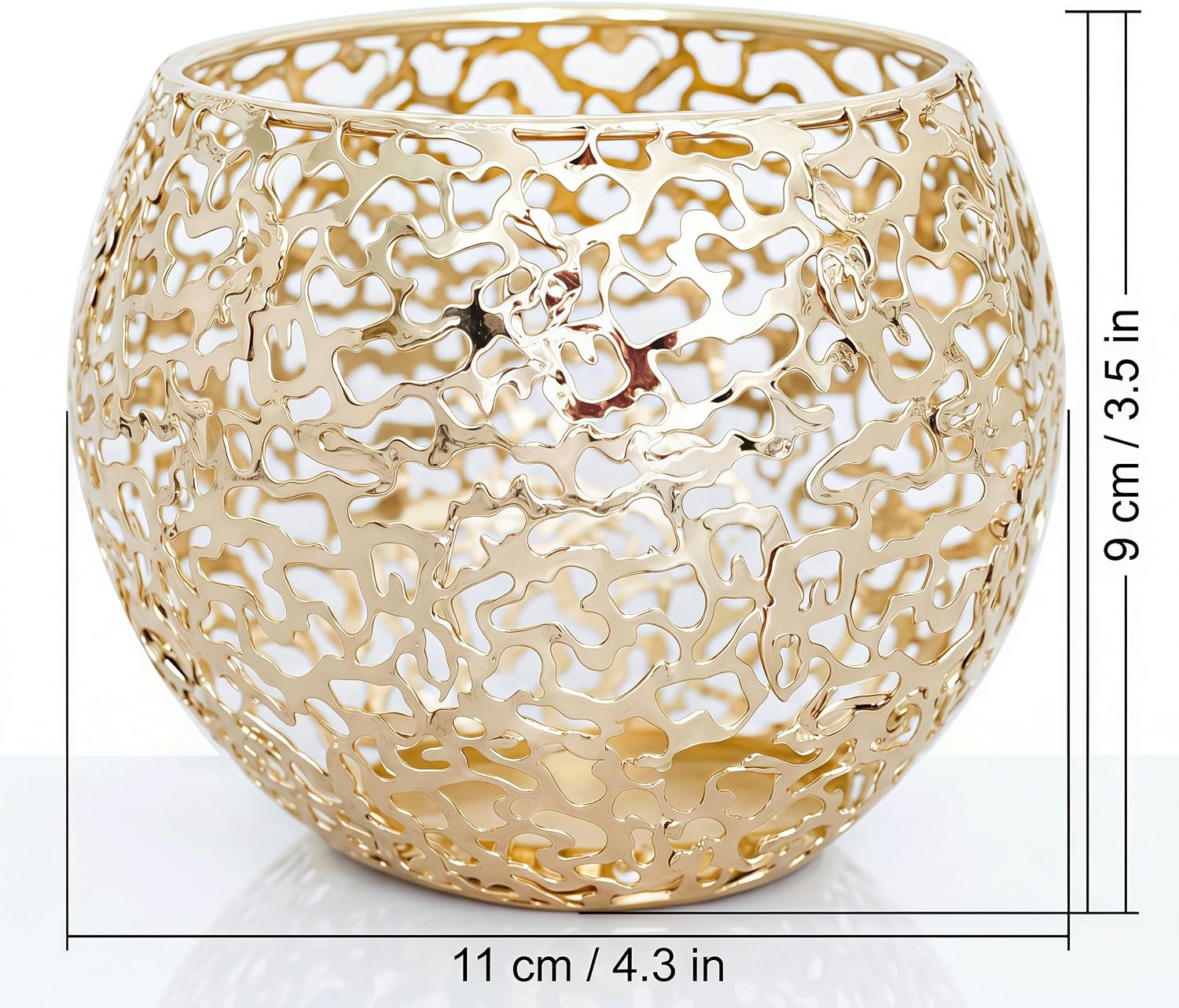 Metal Cut-Out Tealight Candle Holders Set of 2 – Geometric Lanterns for Table Centerpiece & Bathroom Spa – Shatterproof Holiday Decor, Winter Wedding (Gold/Silver)