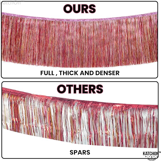 KatchOn, XtraLarge Pink Fringe Banner - 6.5 Ft,Pack of 2 | Fringe Garland, Pink Streamers for Birthday,Gender Reveal, Bachelorette Party Decorations | Flamingo Party Decorations
