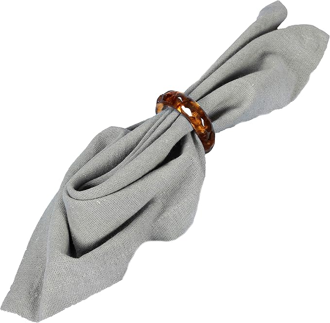 Epoxy Resin Napkin Holders for Cloth Napkins Set of 12 - Decorative Napkin Holders for Weddings, Parties & Everyday Dining - Diamond-Top Design in 6 Assorted Pastel Colors - CLEENTABLE