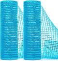 Ribbli 2 Rolls Turquoise Blue Mesh Ribbon,10 inch x 30 feet(10Yard) Each Roll,Metallic Turquoise with Blue Foil,Use for Wreath Swags and Christmas Decoration