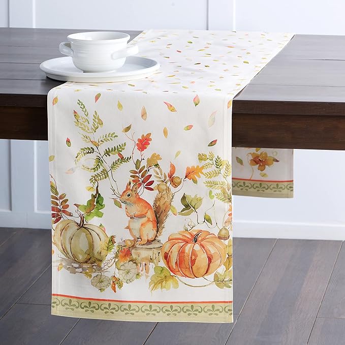 Maison d' Hermine Table Runner 100% Cotton Double Layer Table Runners 108 inches Long Decorative for Home Kitchen Dining Party Baby Shower Wedding Bridal Shower (Pumpkin Passion, 14.50" x 108")