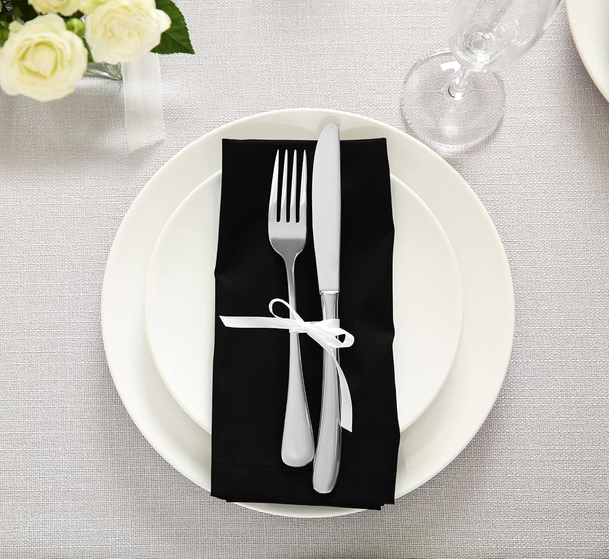 Utopia Kitchen Cotton Blend Black Cloth Napkins [24 Pack, 18x18 Inch]