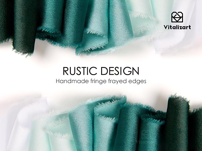 Vitalizart Silk Like Satin Ribbon 1 inch x 25 Yard Green & Sage Handmade Frayed Ribbons for Gift Wrapping Baby Shower Wedding Bridal Bouquets Holiday Decor