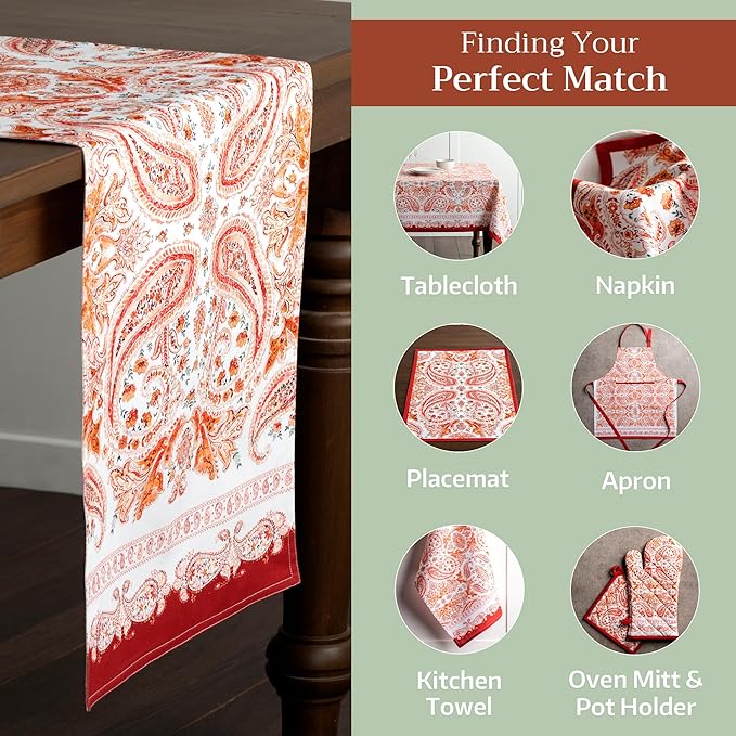 Maison d' Hermine Table Runner 100% Cotton Double Layer Table Runners 108 inches Long for Thanksgiving Christmas Decorations Home Kitchen Dining Party Wedding (Orient, 14.5" x 108")