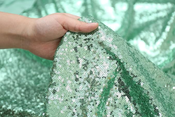 Poise3EHome Mint Green Sequin Backdrop Curtain, 2 Panels, 2FTx8FT, Polyester, for Party Wedding Sequence Decoration