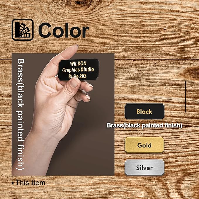 Personalized Name Plates, Deep Engraved Plaque, Black Brass Trophy Plates Engraved, Custom Name Plate with Adhesive Backing or Screws, 3" W x 1" H