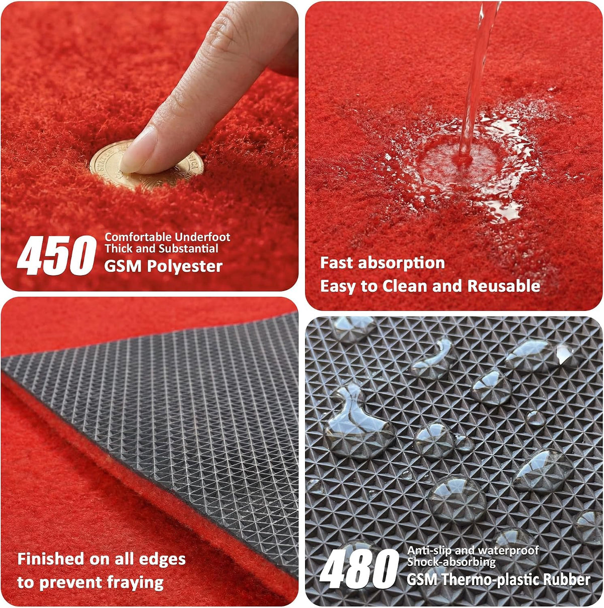 Extra Thick Red Carpet Runner for Party, 3ft x 10ft Red Runner Rug