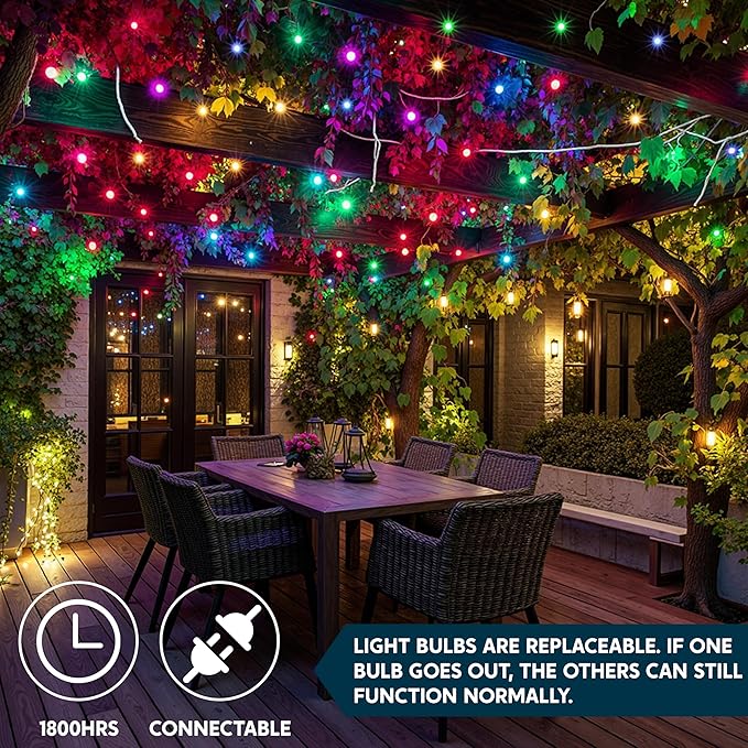 Joiedomi Christmas String Lights Indoor,200(2x100) Mini Multicolor Light with 42.8 FT White Wire,Lighting Decor for Patio Dorm Classroom Bedroom Holiday Wedding Party Garland Birthday Festival