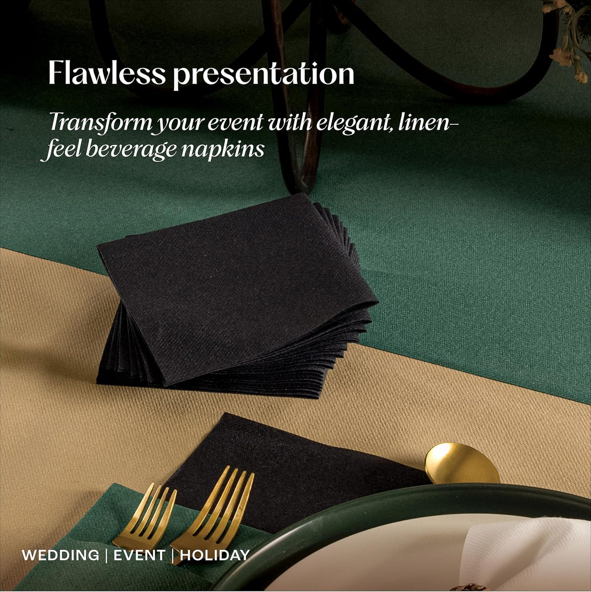 Disposable Linen-Feel Cocktail Napkins, 200-Pack 5" x 5" BURGUNDY P...