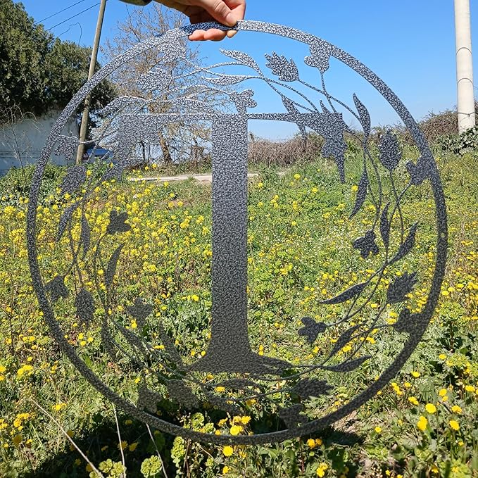 Personalized Metal Name Letter with Vines, Split Letter Monogram Wall Art Decor, Durable Steel Family Last Name, Custom Signs Indoor or Outdoor, Personalized Wedding Gifts, Housewarming Gift