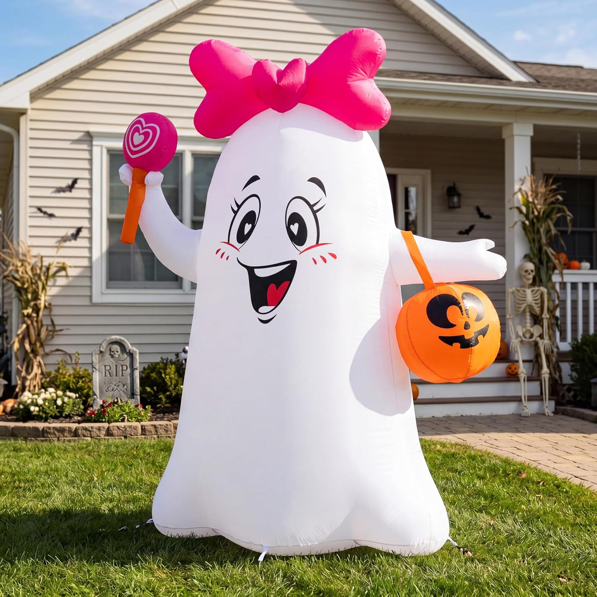Joiedomi 5FT Halloween Inflatables Ghost Decoration, Cute Halloween Decoratio...