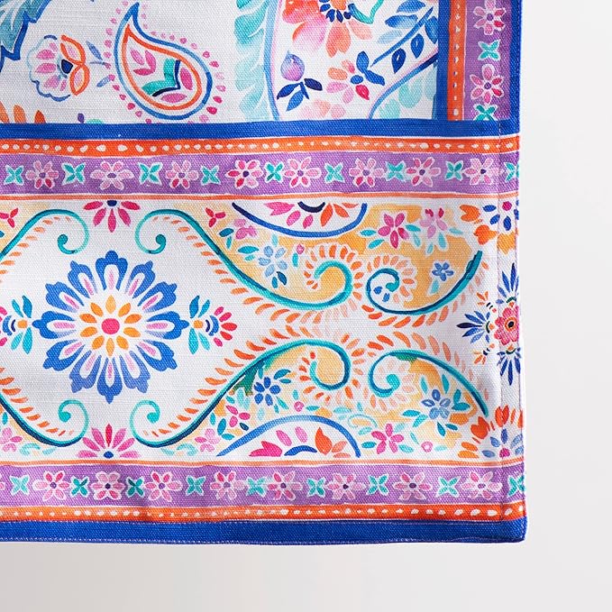Maison d' Hermine Table Runner 100% Cotton Double Layer Table Runners 108 inches Long Decorative for Home Kitchen Dining Party Wedding Bridal Shower Spring Summer (Indian Floral, 14.50" x 108")