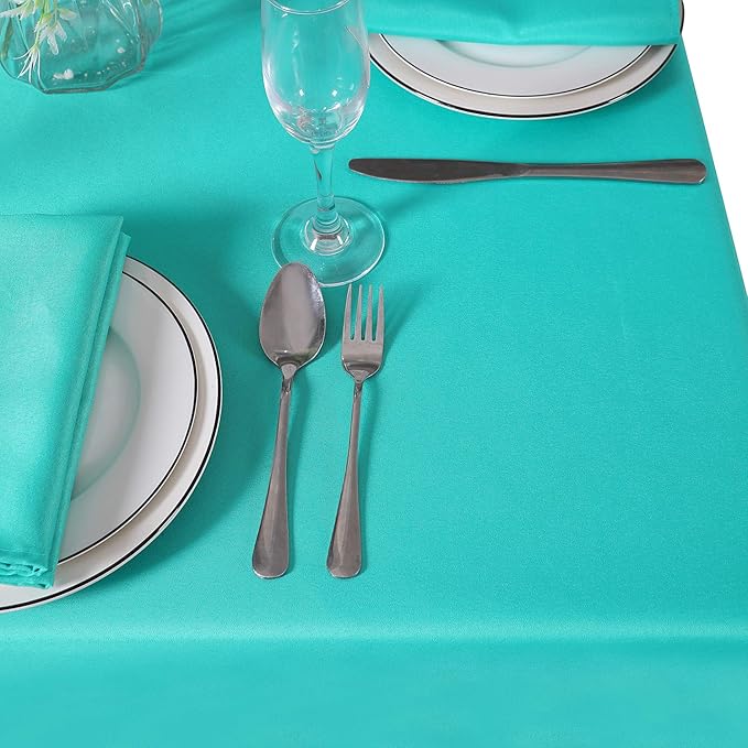 Cupuamon Square Tablecloth 90x90 inch Washable Polyester Fabric Table Cloth for Wedding Party Dining Banquet Decoration（90x90,Turquoise）
