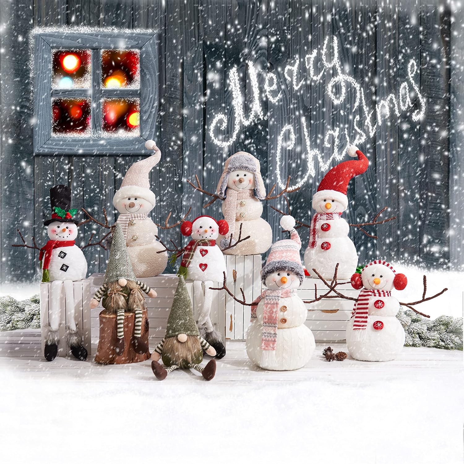 Christmas 2025 Animated Snowman Decorations, Xmas Handmade Plush Ornaments for Indoor, Home and Holiday, Present for Family and Friends