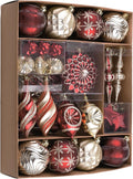 Valery Madelyn Christmas Tree Ornaments Set, 80ct Burgundy and Gold Shatterproof Christmas Tree Decorations Bulk, Luxury Hanging Ball Ornaments for Xmas Trees Holiday Decor