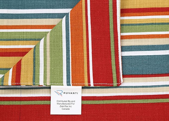 Ruvanti 100% Cotton Table Runner 108 Inches Long, Non-Slip, Stain Resistant, Washable & Reusable Table Runners Perfect for Wedding, Parties, Christmas, Holiday, in-Door use - Multi Stripe