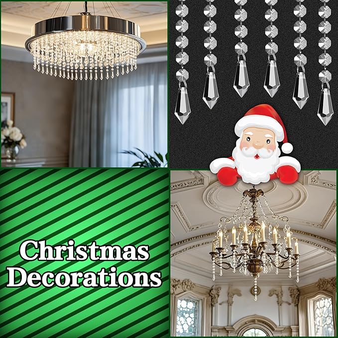 50 Pack Hanging Crystals - Clear Acrylic Prisms Pendant Ornaments for Christmas Tree, Centerpieces, Chandelier, Window & Home Decor, Ideal for Weddings, Parties Decorations (Icicle)