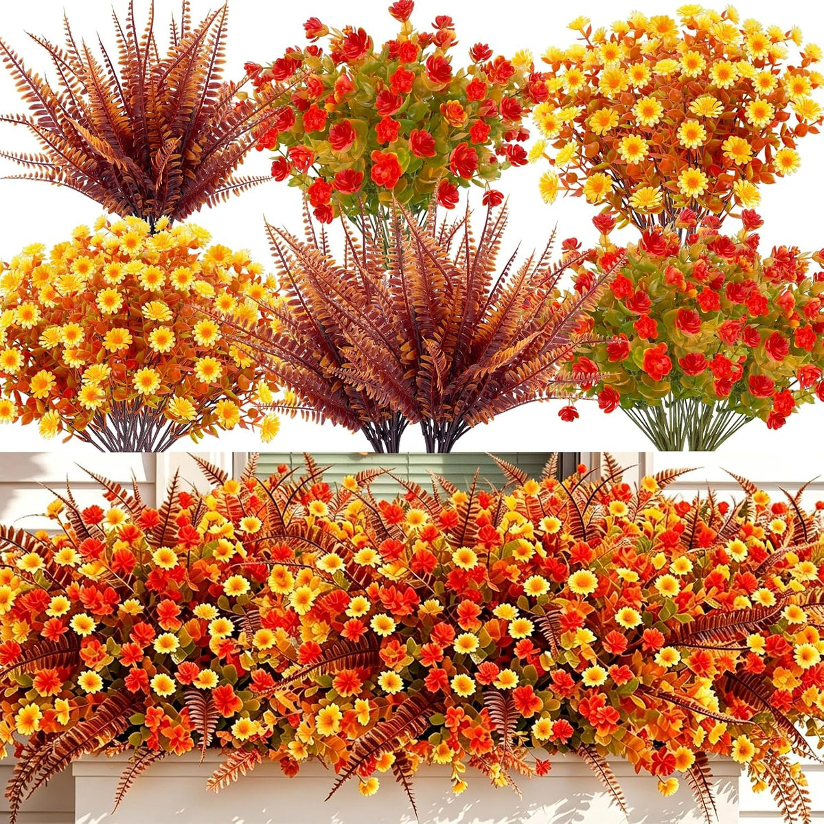 artificial fall flowers for outdoors fake mums, 3, main product view
