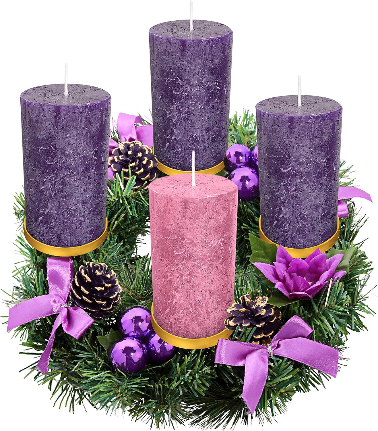 Advent Candle Set of 4 - Rustic Pillar Advent Candles - Made in The USA - Christmas Advent Candles for Advent Rings, Advent Wreaths, Ring and Wreath Candle Holders - Church & Home Decoration Unscented